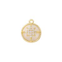 Cubic Zirconia Micro Pave Brass Pendant with Cats Eye Flat Round gold color plated micro pave cubic zirconia Sold By PC