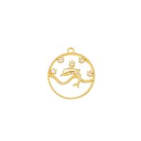 Цирконий Micro Pave латунь подвеска, Латунь, плакирован золотом, инкрустированное микро кубического циркония & отверстие, 17x19mm, продается PC