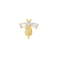 Cubic Zirconia Micro Pave Brass Pendant, Bee, gold color plated, micro pave cubic zirconia, 15x15mm, Sold By PC