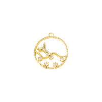 Cubic Zirconia Micro Pave Brass Pendant, gold color plated, micro pave cubic zirconia & hollow, 17x19mm, Sold By PC