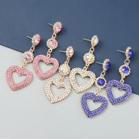 Zinc Alloy Drop Earrings Heart high quality plated fashion jewelry & for woman & with rhinestone Sold By Pair