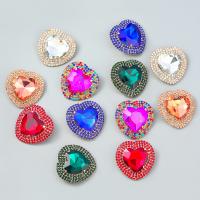 Zinc Alloy Stud Earring Heart high quality plated fashion jewelry & for woman & with glass rhinestone & with rhinestone Sold By Pair