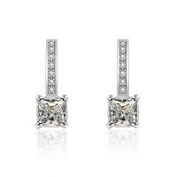 Cubic Zirconia Micro Pave Brass Earring, platinum color plated, micro pave cubic zirconia & for woman, 16.10x6mm, Sold By Pair