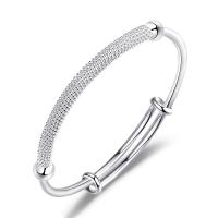 Brass Bangle, silver color plated, Adjustable & for woman, Sold By PC