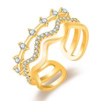 Cúbicos Circonia Micro Pave anillo de latón, metal, chapado, Ajustable & micro arcilla de zirconia cúbica & para mujer & hueco, más colores para la opción, Vendido por UD