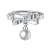 Messing Manschette Fingerring, mit Kunststoff Perlen, plattiert, Einstellbar & verschiedene Stile für Wahl & Micro pave Zirkonia & für Frau, keine, verkauft von PC