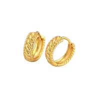 925 Sterling Silver Hoop Earrings gold color plated & micro pave cubic zirconia 12.80mm Sold By Pair