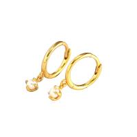 925 Sterling Silver Hoop Earrings, with Plastic Pearl, plated, for woman, more colors for choice, 18.20mm, Sold By Pair