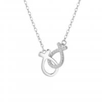 925 Sterling Silver Necklaces Fish plated for woman & with rhinestone Length Approx 17.7 Inch Sold By PC