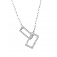 Sterling Silber Halsketten, 925er Sterling Silber, plattiert, für Frau & mit Strass & hohl, keine, 12x7mm, Länge:ca. 17.7 ZollInch, verkauft von PC