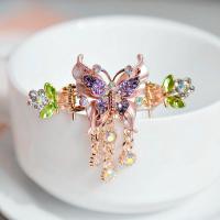 Hair Barrettes Zinc Alloy Butterfly gold color plated Tole Paintng & for woman & with rhinestone nickel lead & cadmium free Sold By Lot