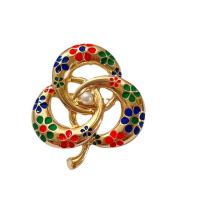 Zinc Alloy Brooches with Plastic Pearl Flower gold color plated Hand-Painted Enamel Glaze & for woman & hollow nickel lead & cadmium free Sold By Lot