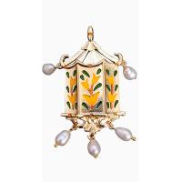 Tibetan Style Brooches, with Freshwater Pearl, gold color plated, for woman & enamel, nickel, lead & cadmium free, 37x65mm, 10PCs/Lot, Sold By Lot