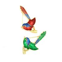 Enamel Brooch Zinc Alloy Bird gold color plated Unisex nickel lead & cadmium free Sold By Lot