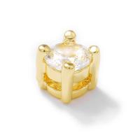 Entretoise de perles en laiton, Placage de couleur d'or, pavé de micro zircon, 4x4mm, Vendu par PC