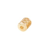 Entretoise de perles en laiton, pilier, Placage de couleur d'or, creux, 8x10.50mm, Vendu par PC