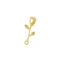 Bijoux pendentifs en laiton, Rose, Placage de couleur d'or, 11x20mm, Vendu par PC