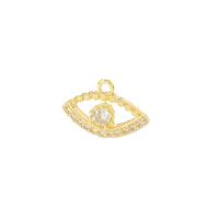 Cubic Zirconia Micro Pave Brass Pendant, Eye, gold color plated, micro pave cubic zirconia & hollow, 14x9mm, Sold By PC