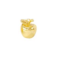 Bijoux pendentifs en laiton, pomme, Placage de couleur d'or, 8x10mm, Vendu par PC
