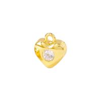 Μενταγιόν Brass Heart, Ορείχαλκος, Καρδιά, χρώμα επίχρυσο, κοίλος, 6.50x7.50mm, Sold Με PC