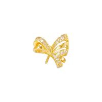 Attache à vis en laiton, Noeud papillon, Placage de couleur d'or, pavé de micro zircon, 15x6mm, Vendu par PC