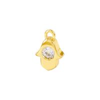 Cubic Zirconia Micro Pave Brass Pendant, Hand, gold color plated, micro pave cubic zirconia, 6x9mm, Sold By PC