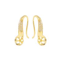 Brass Hook Earwire, gold color plated, DIY & micro pave cubic zirconia, 9x18mm, Sold By Pair