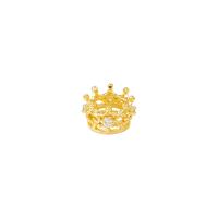 Messing spacer perler, Crown, guldfarve belagt, Micro Pave cubic zirconia, 9x5mm, Solgt af PC