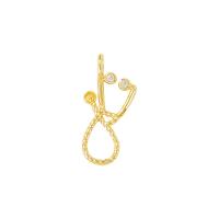 Brass Pendant gold color plated micro pave cubic zirconia & hollow Sold By PC