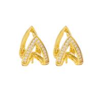 Brass Earring Drop Component, gold color plated, DIY & micro pave cubic zirconia, 12x10mm, Sold By PC