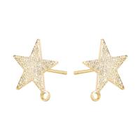 Brass Earring Drop Component Star gold color plated DIY Sold By Pair