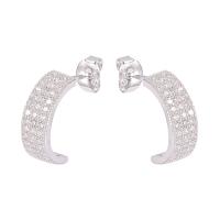 Cubic Zirconia Micro Pave Brass Earring, platinum color plated, micro pave cubic zirconia & for woman, 8x15mm, Sold By Pair
