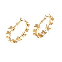 Boucles d'oreilles en alliage de zinc, bijoux de mode & pour femme, doré, protéger l'environnement, sans nickel, plomb et cadmium, 45x45mm, Vendu par paire