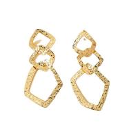Boucles d'oreilles en alliage de zinc, bijoux de mode & pour femme, doré, protéger l'environnement, sans nickel, plomb et cadmium, 90x40mm, Vendu par paire