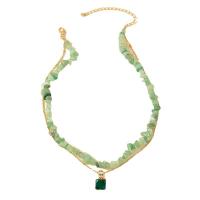 Natural Gemstone Necklace Zinc Alloy with Natural Stone with 2.76inch extender chain fashion jewelry & micro pave cubic zirconia & for woman nickel lead & cadmium free Length Approx 14.96 Inch Sold By PC