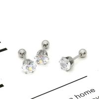 Cubic Zircon (CZ) Stud Earring, 304 Stainless Steel, machine polished, fashion jewelry & different size for choice & micro pave cubic zirconia & for woman, original color, Sold By PC
