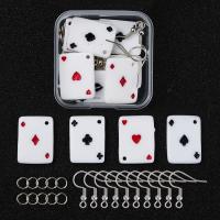 Resin Ørering Finde Set, med Zinc Alloy, Poker, du kan DIY, 45x45x11mm, 28pc'er/Box, Solgt af Box