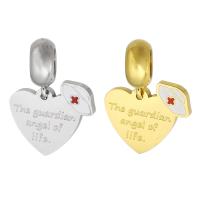 Stainless Steel European Pendants, 316 Stainless Steel, Heart, Vacuum Ion Plating, Unisex & enamel, more colors for choice, 15x21x1.50mm, Hole:Approx 5mm, Sold By PC