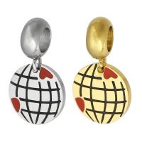Stainless Steel European Pendants, 316 Stainless Steel, Flat Round, Vacuum Ion Plating, Unisex & enamel, more colors for choice, 12x21x1.50mm, Hole:Approx 5mm, Sold By PC