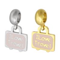 Stainless Steel European Pendants 316 Stainless Steel Square Vacuum Ion Plating Unisex & enamel Approx 4.5mm Sold By PC