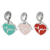 Stainless Steel European Pendants, 316 Stainless Steel, Heart, Unisex & enamel, more colors for choice, 15x22x1.50mm, Hole:Approx 5mm, Sold By PC