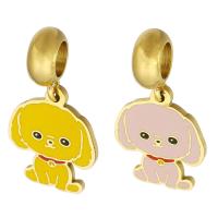 Stainless Steel European Pendants 316 Stainless Steel Dog Vacuum Ion Plating Unisex & enamel Approx 5mm Sold By PC