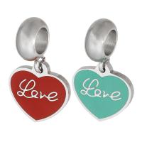 Stainless Steel European Pendants, 316 Stainless Steel, Heart, Unisex & enamel, more colors for choice, 12x21x1.50mm, Hole:Approx 5mm, Sold By PC