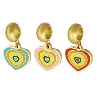 Stainless Steel European Pendants, 316 Stainless Steel, Heart, Vacuum Ion Plating, Unisex & enamel, more colors for choice, 12x21x1.50mm, Hole:Approx 5mm, Sold By PC