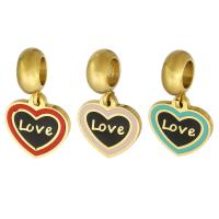 Stainless Steel European Pendants 316 Stainless Steel Heart Vacuum Ion Plating Unisex & enamel Approx 5mm Sold By PC