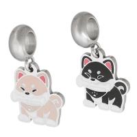 Stainless Steel European Pendants, 316 Stainless Steel, Dog, Unisex & enamel, more colors for choice, 13x23x1.50mm, Hole:Approx 5mm, Sold By PC