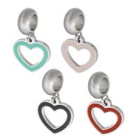 Stainless Steel European Pendants, 316 Stainless Steel, Heart, Unisex & enamel & hollow, more colors for choice, 12x21x1.50mm, Hole:Approx 5mm, Sold By PC
