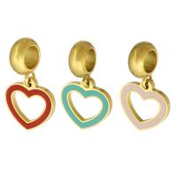 Stainless Steel European Pendants, 316 Stainless Steel, Heart, Vacuum Ion Plating, Unisex & enamel & hollow, more colors for choice, 12x21x1.50mm, Hole:Approx 5mm, Sold By PC
