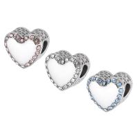 Stainless Steel European Beads, 316 Stainless Steel, Heart, DIY & with rhinestone, more colors for choice, 13x11.50x8mm, Hole:Approx 4mm, Sold By PC