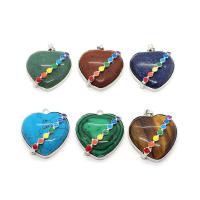 Gemstone Pendants Jewelry with Brass Heart silver color plated DIY & enamel Sold By PC